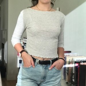 Brandy Melville Gray Lettuce Edge Top